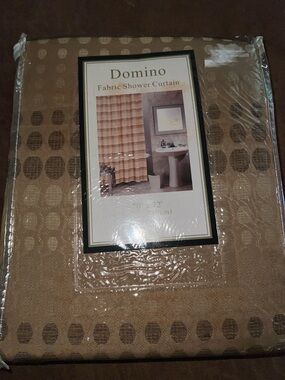 Domino Gold Brown Dot Pattern Fabric Shower Curtain